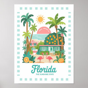 Póster Florida Sunshine State USA Viaje de verano