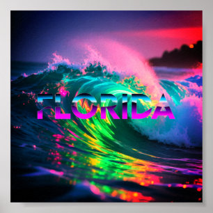 Póster Florida – Vibraciones de Ola de Neón