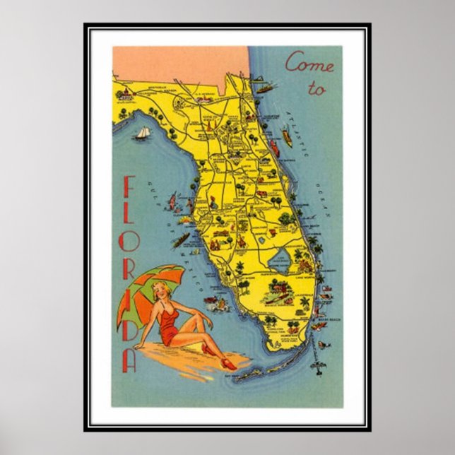 Póster Florida Vintage, Estados Unidos - (Frente)