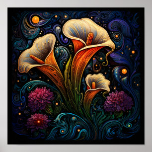 Póster Florista Linda Flor de Lirio Brillante - Lilly