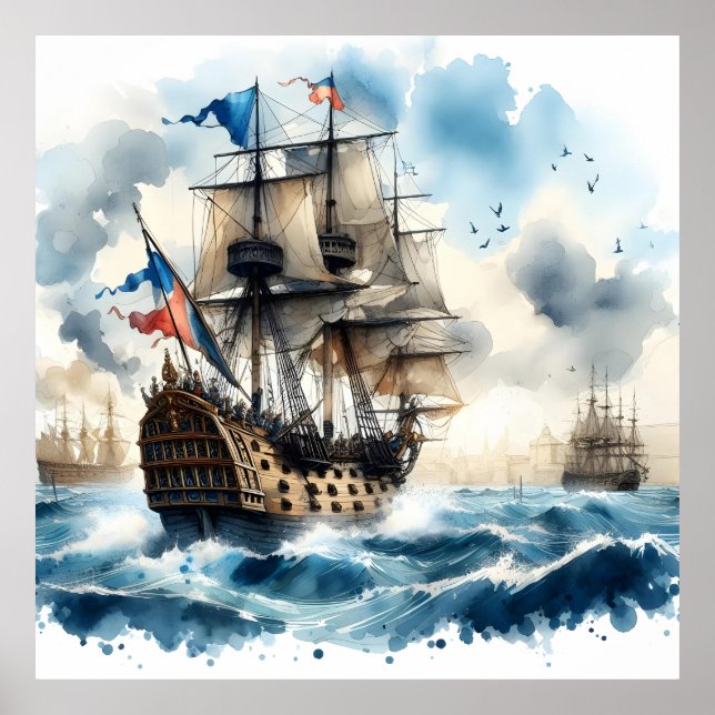 Póster Flota del buque de guerra Man-o-war (Frente)