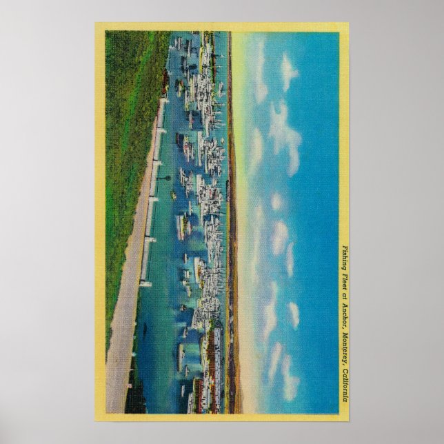 Póster Flota pesquera en AnchorMonterey, CA (Frente)