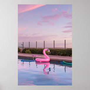 Póster Flotador acuático Flamingo en la piscina
