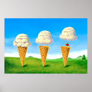 Póster Flotador de Helado - Globo Aerostático Pintura Div