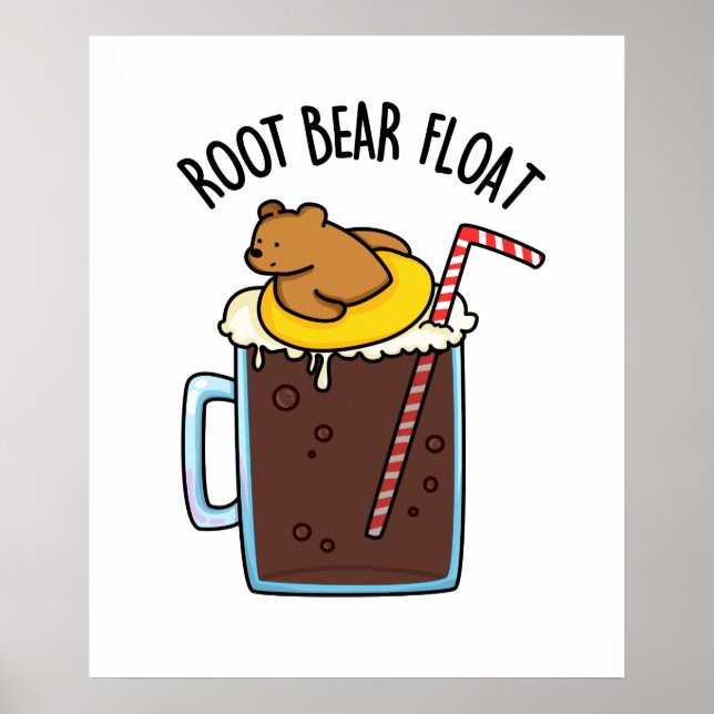 Póster Flotador de Root Bear Pun divertido de Root Beer (Frente)