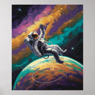 Póster Flotando en el espacio