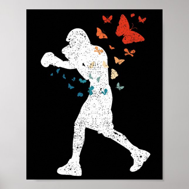 Póster Flotante como mariposa Sting Bee Boxer Love Boxing (Frente)