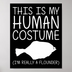 Póster Flounder Easy Halloween Human Costume Fish Di