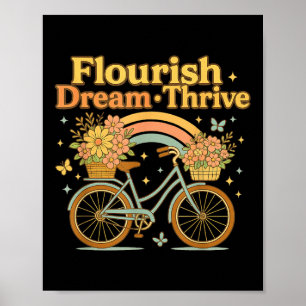 Póster Flourish Dream Thrive Floral Bike Sutil 8647 Trum