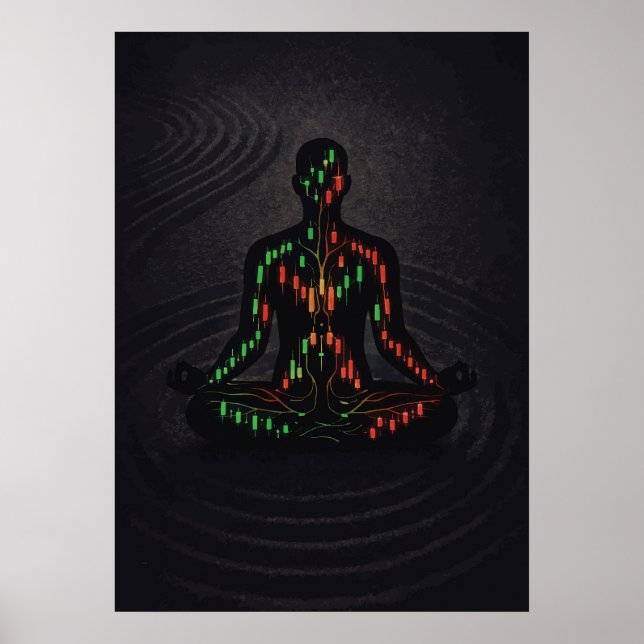 Póster Flow State Trading Zen Meditation, Forex Crypto (Frente)