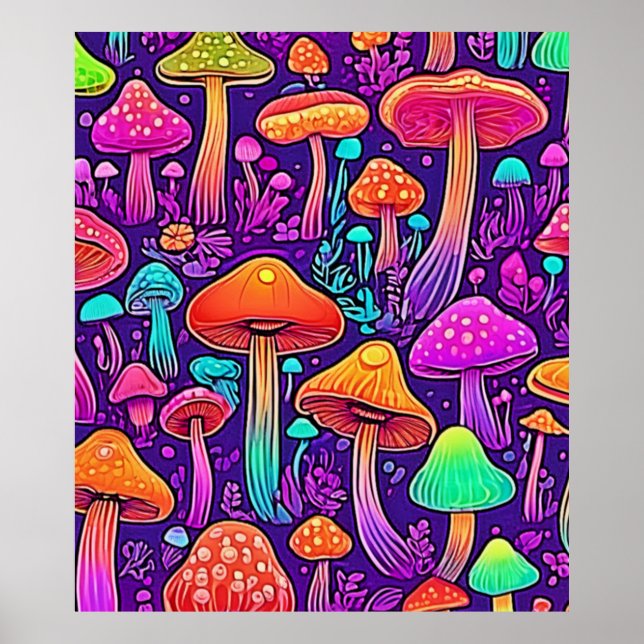 Póster Flowe Neon Mushrooms Dance (Frente)