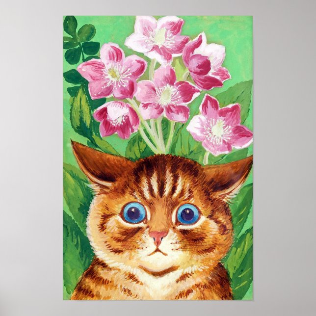 Póster Flower and Cat, Louis Wain (Frente)
