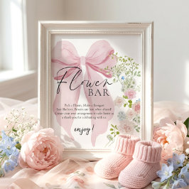 Póster Flower Bar Baby Shower Card Gifts Sign