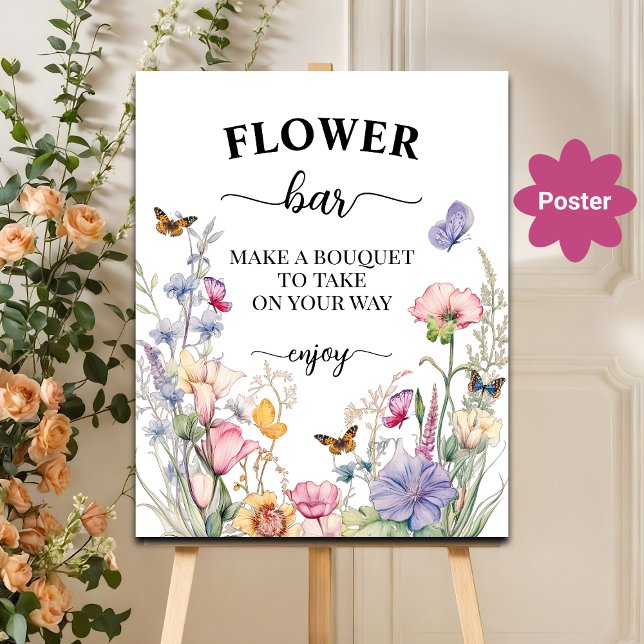 Póster Flower Bar Bridal Shower Favor (Subido por el creador)