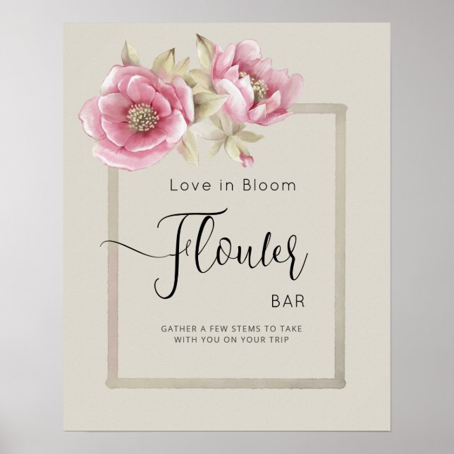 Póster FLOWER BAR para despedidas de soltera. (Frente)