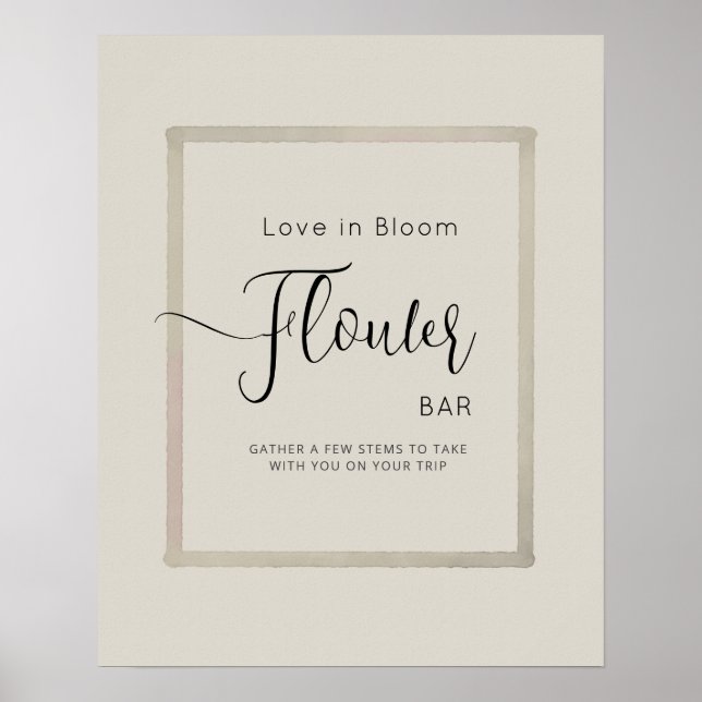 Póster FLOWER BAR para duchas nupciales.  (Frente)