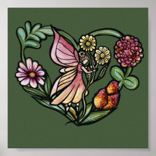 Póster Flower Fairy Garden Faiys
