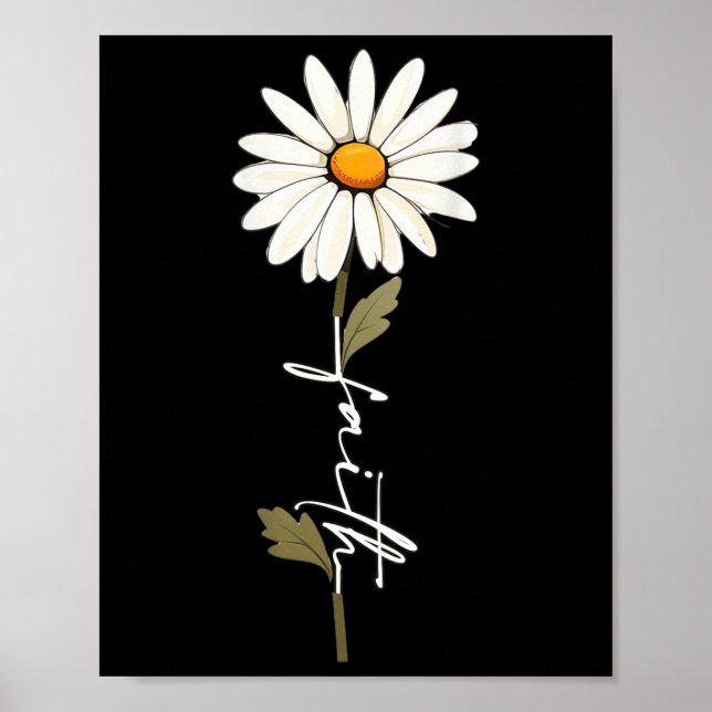 Póster Flower Faith God Cursive Writing Jesus Cross Art O (Frente)