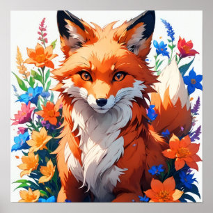Póster Flower Fox