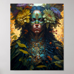 Póster Flower Goddess Fantasy Art