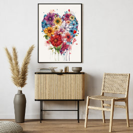 Póster Flower Heart Modern Art Poster