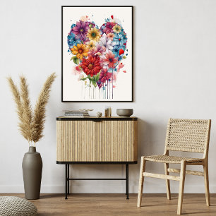 Póster Flower Heart Modern Art Poster