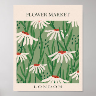 Póster Flower Market London Retro Flores abstractas