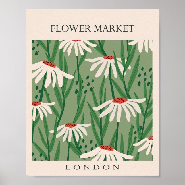 Póster Flower Market London Retro Flores abstractas (Frente)
