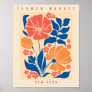 Póster Flower Market New York Retro Floral Print