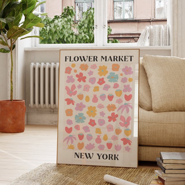 Póster Flower Market New York Spring Floral Garden (In situ Living room)