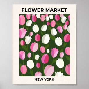 Póster Flower Market New York Tulips Night