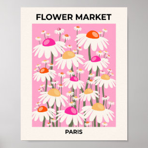 Póster Flower Market Paris Pink Retro Floral