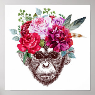 Póster Flower Monkey Face