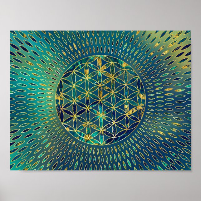 Póster Flower of life Marble and gold (Frente)