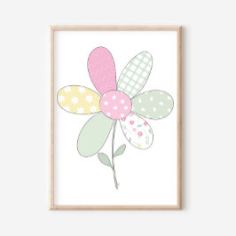 Póster Flower on White Background Quilt Art Print Set