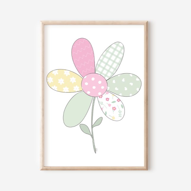 Póster  Flower on White Background Quilt Art Print Set (Subido por el creador)