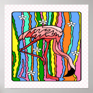 Póster Flower-Power Flamingo