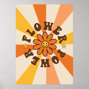 Póster Flower power groovy retro