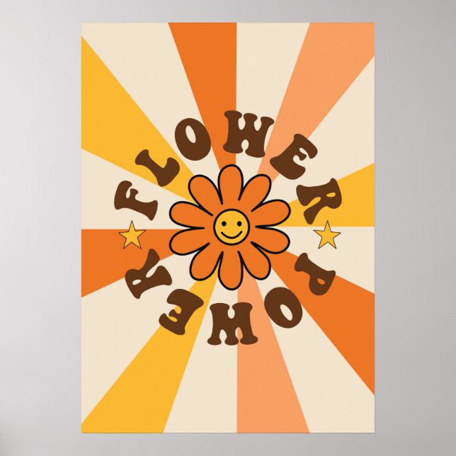 Póster Flower power groovy retro (Frente)