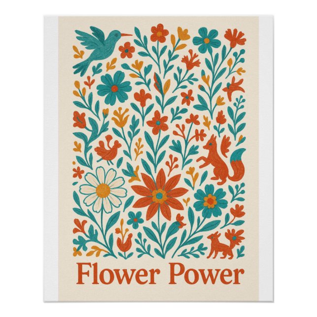 Póster Flower Power Otomi Folk Art  (Anverso)