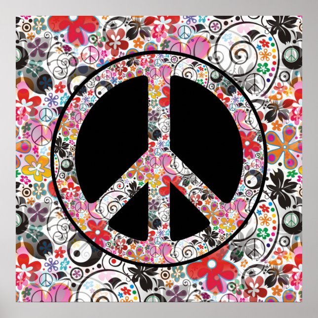 Póster FLOWER POWER PAZ signo I + tu fondo (Frente)