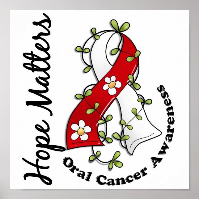 Póster Flower Ribbon 4 Hope Matters Oral Cancer (Frente)