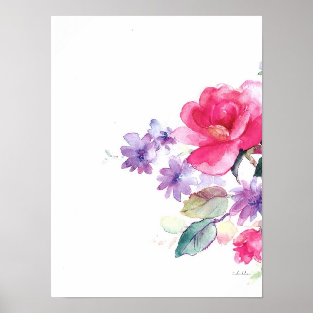 Póster flower watercolor print (Frente)