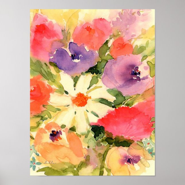 Póster flower watercolor print (Frente)