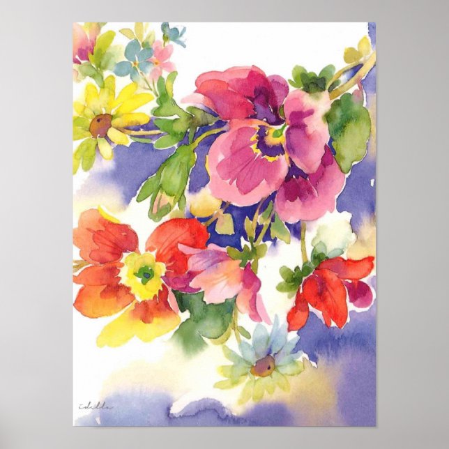 Póster flower watercolor print (Frente)