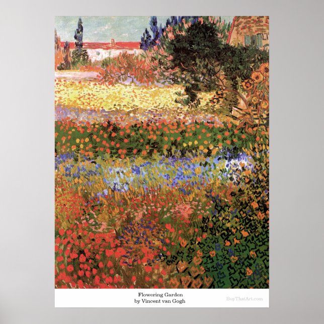 Póster Flowering Garden  by Vincent van Gogh (Frente)