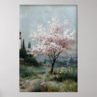 Póster Flowering Trees Print, Antique Spring Field