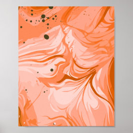 Póster Flowing Coral and Peach Swirls