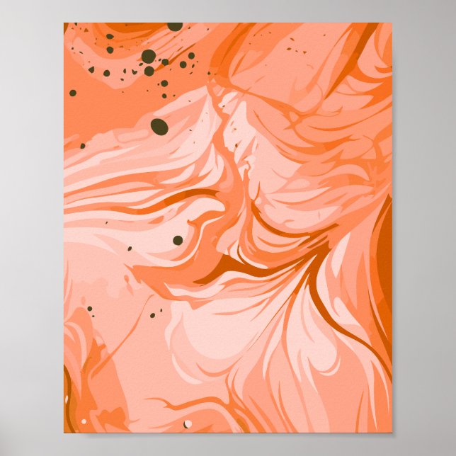 Póster Flowing Coral and Peach Swirls (Frente)