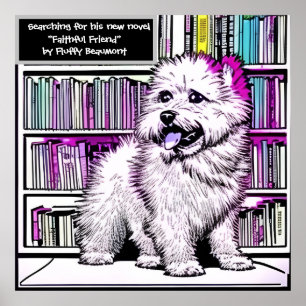 Póster Fluffy Beaumont Dog Library Editable